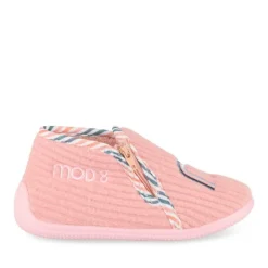 Chaussons Bottine ROSE Fille Motif Uni Fermeture éclair