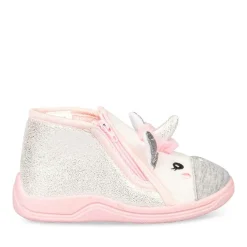 Chaussons Bottine ROSE Fille Motif Licorne Fermeture éclair