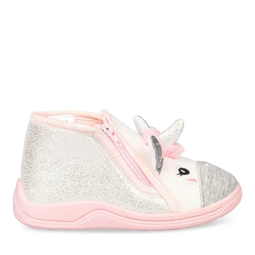 Chaussons Bottine ROSE Fille Motif Licorne Fermeture éclair