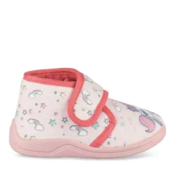 Chaussons Bottine ROSE Fille Motif Licorne Scratch