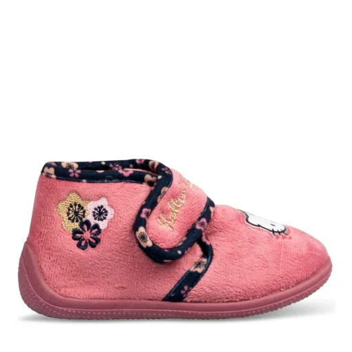Chaussons Bottine ROSE Fille Motif Uni Scratch