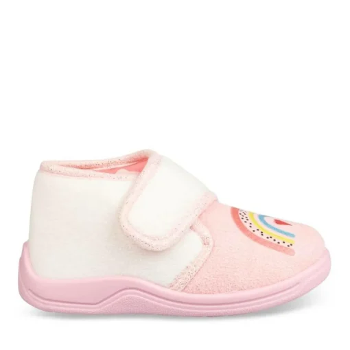 Chaussons Bottine ROSE Fille Motif Uni Scratch