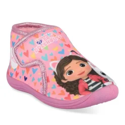 Chaussons Bottine ROSE Fille Motif Coeurs Scratch