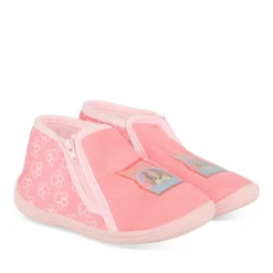 Chaussons Bottine ROSE Fille Motif Carreaux Fermeture éclair