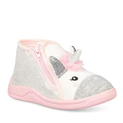 Chaussons Bottine ROSE Fille Motif Licorne Fermeture éclair