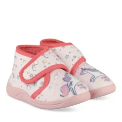 Chaussons Bottine ROSE Fille Motif Licorne Scratch