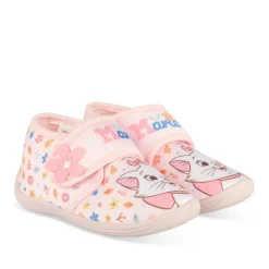 Chaussons Bottine ROSE Fille Motif Fleuri Scratch