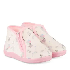 Chaussons Bottine ROSE Fille Motif Animal Fermeture éclair