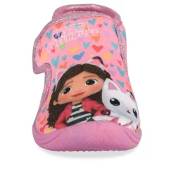 Chaussons Bottine ROSE Fille Motif Coeurs Scratch