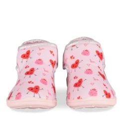 Chaussons Bottine ROSE Fille Motif Coeurs Scratch