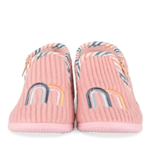 Chaussons Bottine ROSE Fille Motif Uni Fermeture éclair
