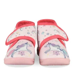 Chaussons Bottine ROSE Fille Motif Licorne Scratch