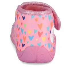Chaussons Bottine ROSE Fille Motif Coeurs Scratch
