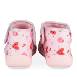 Chaussons Bottine ROSE Fille Motif Coeurs Scratch