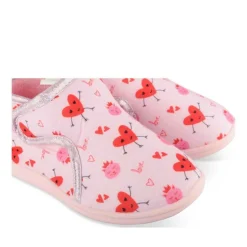 Chaussons Bottine ROSE Fille Motif Coeurs Scratch