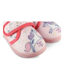 Chaussons Bottine ROSE Fille Motif Licorne Scratch