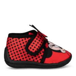 Chaussons Bottine ROUGE Fille Motif A Pois Scratch