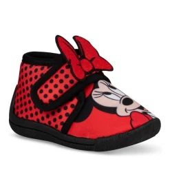Chaussons Bottine ROUGE Fille Motif A Pois Scratch