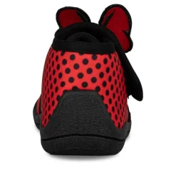 Chaussons Bottine ROUGE Fille Motif A Pois Scratch