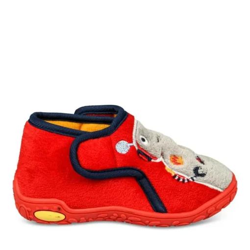 Chaussons Bottine ROUGE Garçon Scratch
