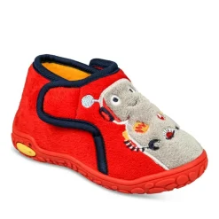 Chaussons Bottine ROUGE Garçon Scratch