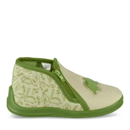 Chaussons Bottine VERT Garçon Motif Dinosaure Fermeture éclair