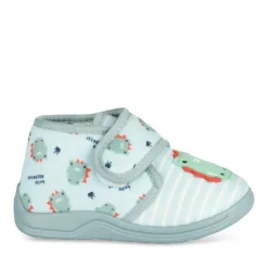 Chaussons Bottine VERT Garçon Motif Dinosaure Scratch