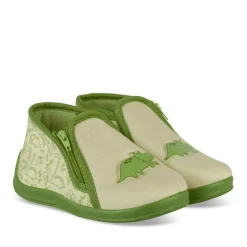 Chaussons Bottine VERT Garçon Motif Dinosaure Fermeture éclair