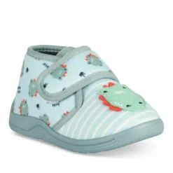 Chaussons Bottine VERT Garçon Motif Dinosaure Scratch