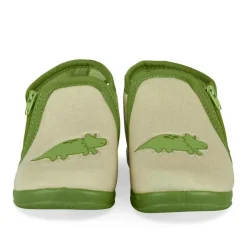 Chaussons Bottine VERT Garçon Motif Dinosaure Fermeture éclair