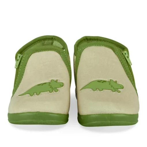 Chaussons Bottine VERT Garçon Motif Dinosaure Fermeture éclair