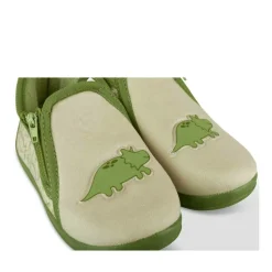 Chaussons Bottine VERT Garçon Motif Dinosaure Fermeture éclair
