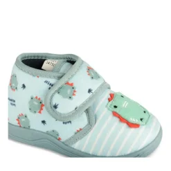 Chaussons Bottine VERT Garçon Motif Dinosaure Scratch
