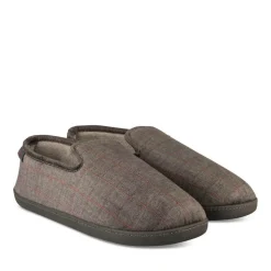 Chaussons Charentaise GRIS Homme Motif Carreaux A Enfiler