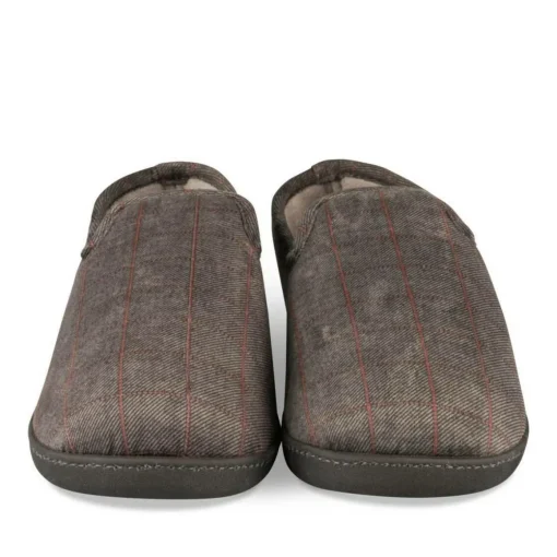 Chaussons Charentaise GRIS Homme Motif Carreaux A Enfiler