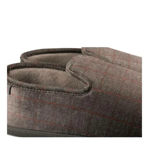 Chaussons Charentaise GRIS Homme Motif Carreaux A Enfiler