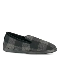 Chaussons Charentaise NOIR Homme Motif Carreaux A Enfiler