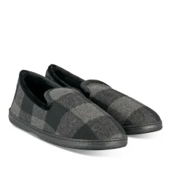 Chaussons Charentaise NOIR Homme Motif Carreaux A Enfiler