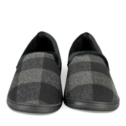 Chaussons Charentaise NOIR Homme Motif Carreaux A Enfiler