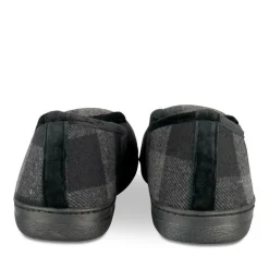Chaussons Charentaise NOIR Homme Motif Carreaux A Enfiler