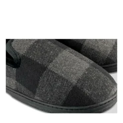 Chaussons Charentaise NOIR Homme Motif Carreaux A Enfiler