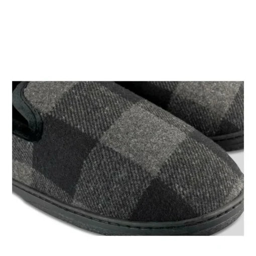 Chaussons Charentaise NOIR Homme Motif Carreaux A Enfiler