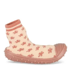 Chaussons Chaussettes BEIGE Fille Motif Fleuri A Enfiler