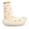 Chaussons Chaussettes BEIGE Fille Motif Coeurs A Enfiler