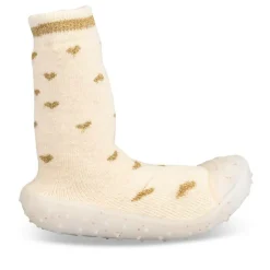 Chaussons Chaussettes BEIGE Fille Motif Coeurs A Enfiler