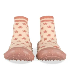 Chaussons Chaussettes BEIGE Fille Motif Fleuri A Enfiler