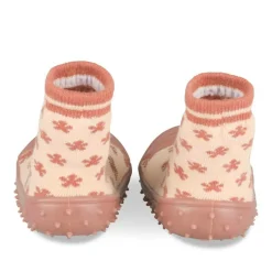 Chaussons Chaussettes BEIGE Fille Motif Fleuri A Enfiler