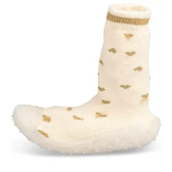 Chaussons Chaussettes BEIGE Fille Motif Coeurs A Enfiler