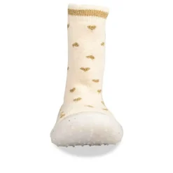 Chaussons Chaussettes BEIGE Fille Motif Coeurs A Enfiler