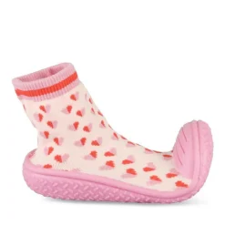 Chaussons Chaussettes ROSE Fille Motif Coeurs A Enfiler